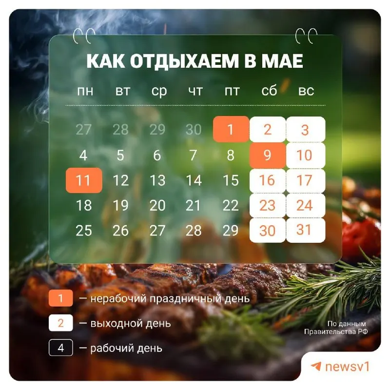 Официально установлены нерабочие дни с 9 по 11 мая по случаю празднования Дня Победы.