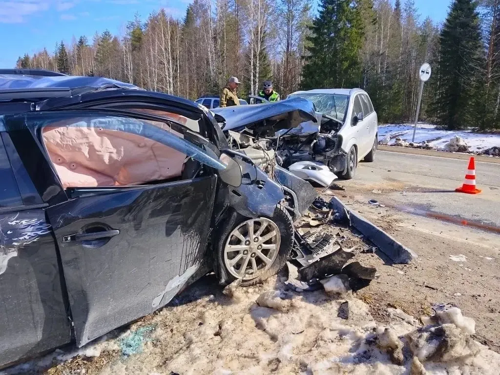 Водитель Mitsubishi выехал на встречную полосу и столкнулся с Opel Zafira. Среди пострадавших — несовершеннолетний 2015 года рождения; предположительно водитель заснул.
