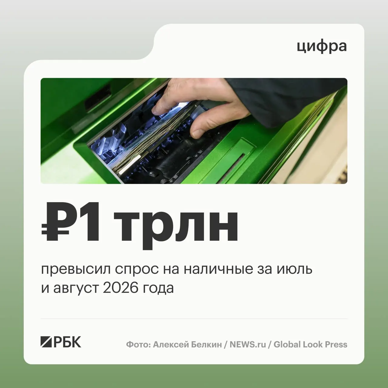 Объем наличных в обращении за август увеличился на 443 млрд руб., а за год — примерно на 2,5 трлн руб.; пик спроса зафиксирован в апреле.