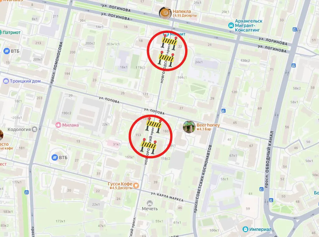 В период с 19 октября по 2 ноября в городе будут введены ограничения движения на нескольких участках дорог: Свободы и Новгородский проспект, в связи с прокладкой ливневой канализации и ремонтом теплотрассы.